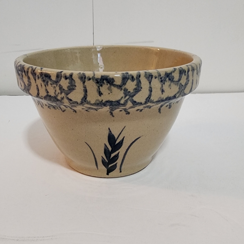 Robinson Ransbottom Blue 6” Mixing Bowl 1 QT Wheat Sponge Pattern - Picture 2 of 9